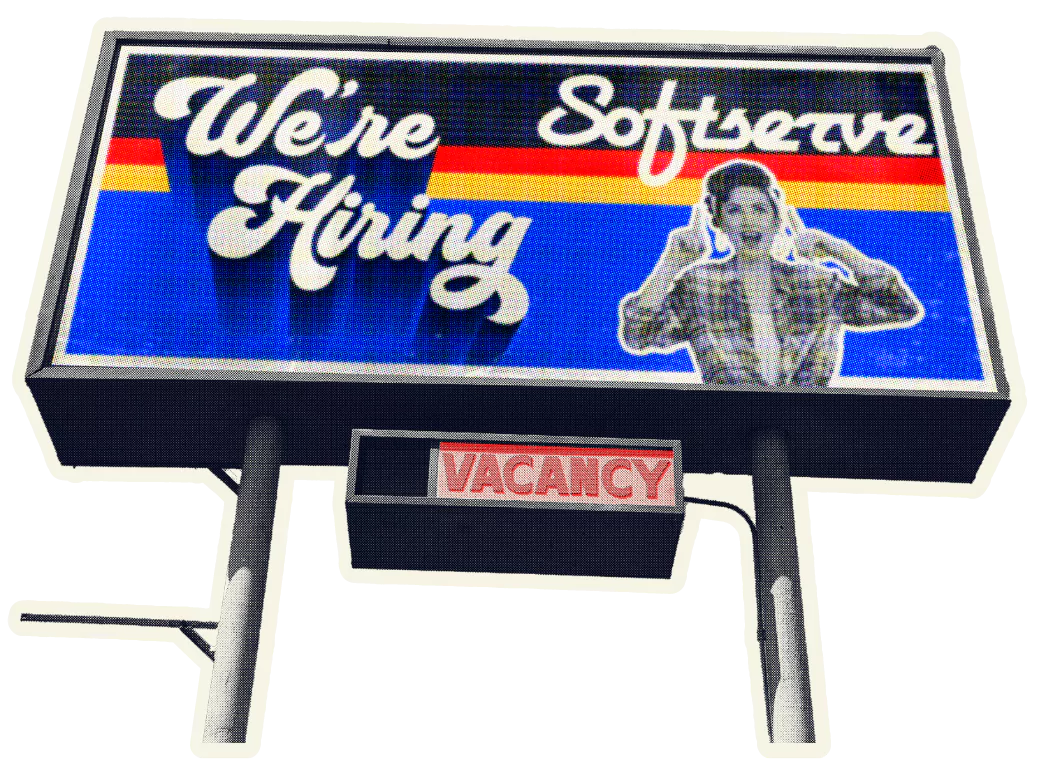 A big billboard advertising that Softserve Digital Development is currently hiring.